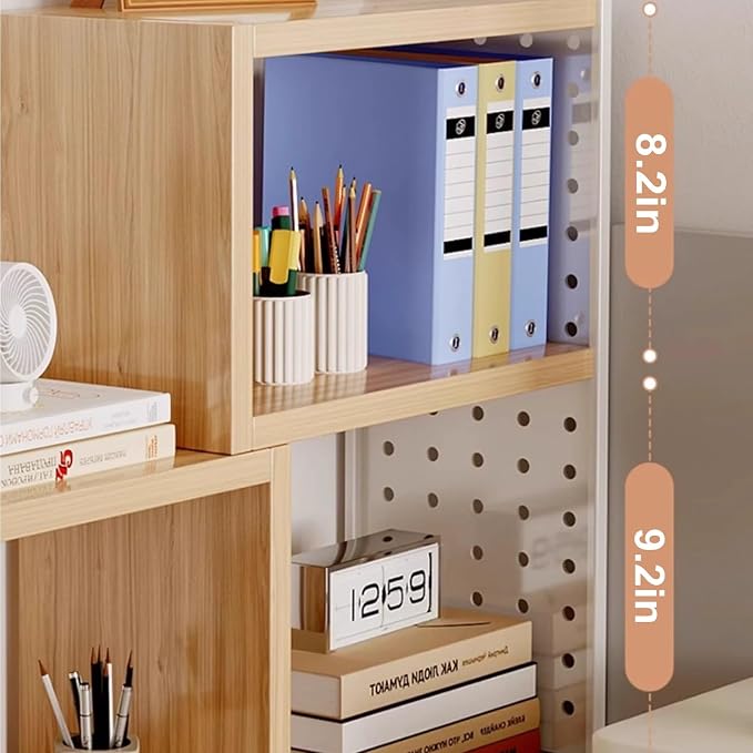 Desk Organizer Shelf, Space-Saving with Side Pegboards Retractable Suitable for Corners Stable, Desk Storage for Dormitories Bedrooms Offices(Black)
