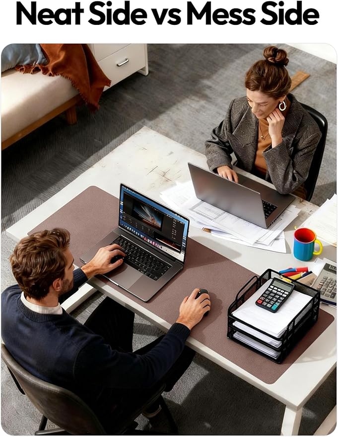 YSAGi Leather Desk Protector, Office Mat, Large Mouse Mat, Non-Slip PU Leather Blotter, Laptop Desk Mat, Waterproof Writing Pad for Office and Home(Chocolate, 63" x 17.2")