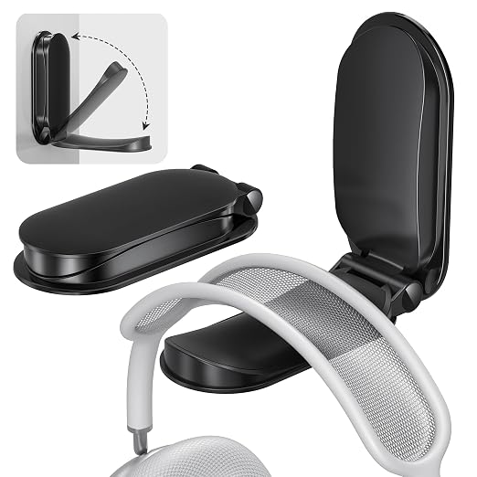 Itramax Wall Mount Headphone Hanger,Adhesive Headset Holder Under Desk,2 Pack Magnetic Headphone Monitor Stand Hook, Foldable Sticky PC Gaming Headset Earphone Clamp for AirPods Max,HyperX,Xbox-Black