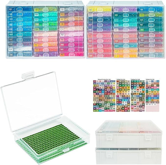 Diamond Art Trays with Lids, 60PCS Diamond Painting Trays with Lids ＆ Diamond Art Storage, Diamond Painting Accessories for Beads (2 Packs)