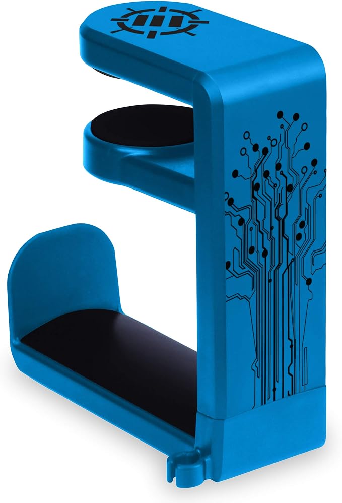 ENHANCE PC Gaming Headphone Holder - Desk Headphone Hanger Esports Headset Holder with Adjustable 360 Rotation, Under Desk Headphone Hook Clamp, Universal Fit, & Built in Cable Clip Organizer - Blue