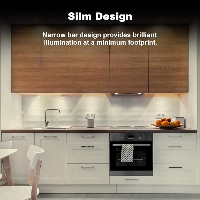 Under Cabinet Lights Plug-in Daylight White 4000K, Dimmable LED Under Cabinet Lighting, 4pcs 12 Inch Under-Counter Light Fixtures with Memory Function, Linkable LED Cabinet Light for Kitchen