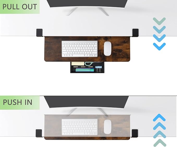ETHU Keyboard Tray Under Desk, 26.77" X 11.81" Large Size Keyboard Tray with C Clamp-on Mount Easy to Install, Computer Keyboard Stand, Ergonomic Keyboard Tray for Home and Office