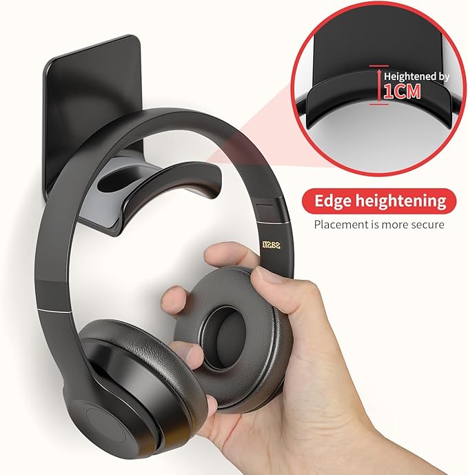 Headphone Wall Mount Mini Headphone Hook Holder with Strong Adhesive Headset Stand Headset Holder-Wall Mount