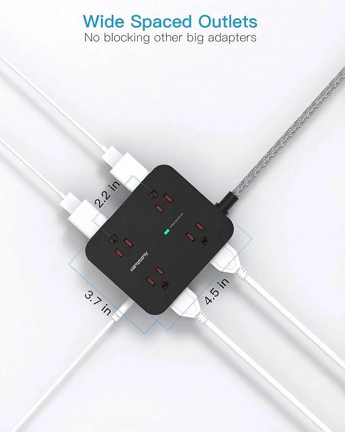 HANYCONY Extension Cord 25 Ft, Surge Protector Power Strip with 8 Outlets 4 USB Ports(2 USB C), Long Cord, Wall Mount, Desk USB Charging Station for Home Office College Dorm Room Essentials