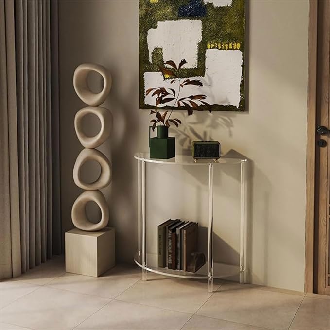 Portable Acrylic Corner Shelf Table with Two Tiers for Efficient Use of Space Saving in Any Room Organization