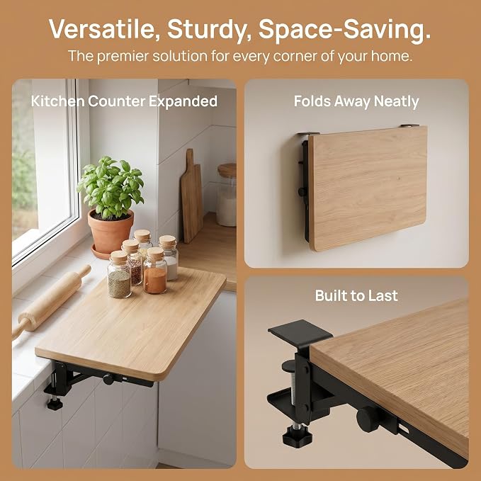 Adjustable Desk Keyboard Tray Extender, Clip-on 90-Degree Folding Desktop Extension Panel for Office, Dining Table, Bookshelf & Window Use Color2 25x60cm (9.8inx23.6in)