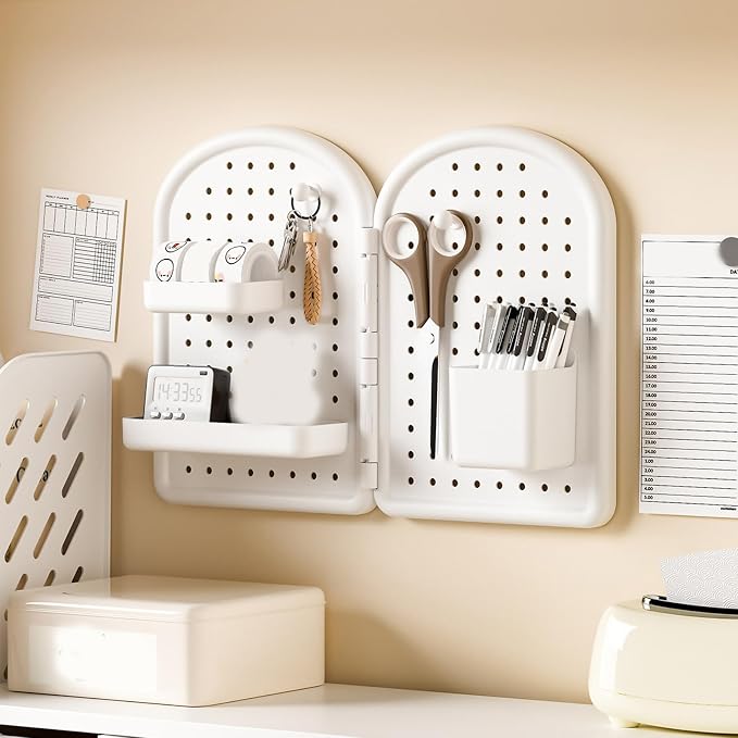 Space Efficient Corner Desk Organizers Pegboard Panel Easy Installation Storage Corner Desk Storage Shelf