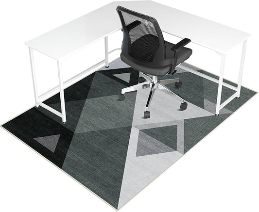 Office Chair Mat for Hardwood Floor & Tile Floor,48"X 60" Heavy Duty Desk Chair Mat for Hard Floors, Under Desk Rug for Rolling Computer Chair,Anti Slip,Low Pile Carpet Floor Protector-Triangle