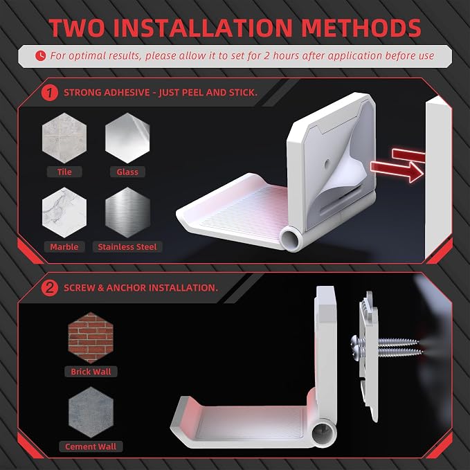 PlayVital FOLD Controller Holder Wall for ps5 ps4 Xbox Switch 2 Pro Headset, 2 Pack Universal Storage Organizer Gaming Controller Stand Headphone Mount - Foldable Anti-slip Adhesive Removable, White
