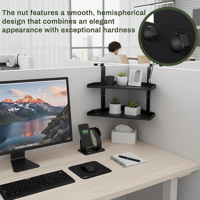 Office Cubicle Shelf, 17 inch Storage Organizer Floating Corner Rack Hanging, Adjustable Cubicle Corner Shelf with Adjustable Hooks, 1 Pack