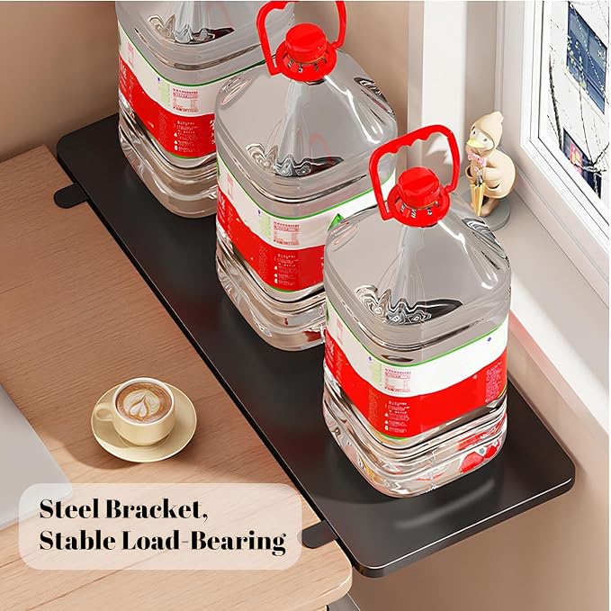 Desk Extender Tray, Wall Mounted Folding Table for Small Spaces, Computer Keyboard Tray with Punch-Free Clamp, Foldable Desk Extension Board for Home Office(Wood Color,40 * 20cm/15.7 * 7.9in)