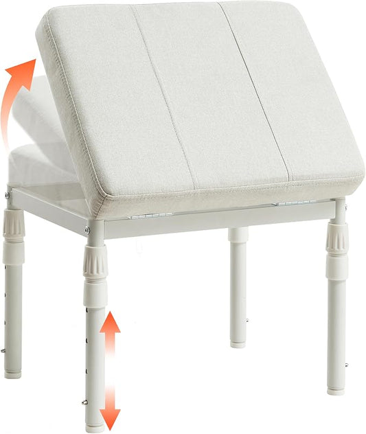 TIOPGHAD Adjustable Ottoman Pouf, 4 Height Position & 60 Degree Tilt Angle Adjustment Ottomans Footrest Foot Stools Pouffe Footstool for Under Desk Living Room Home(Beige)
