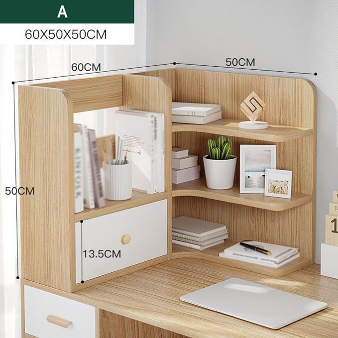 Stylish Corner Desk Nizers*Multi-Function Shelves Wooden Bookshelf for Office Bedroom Kitchen Living Room-Space-Saving Storage Solution..B-white-70CM