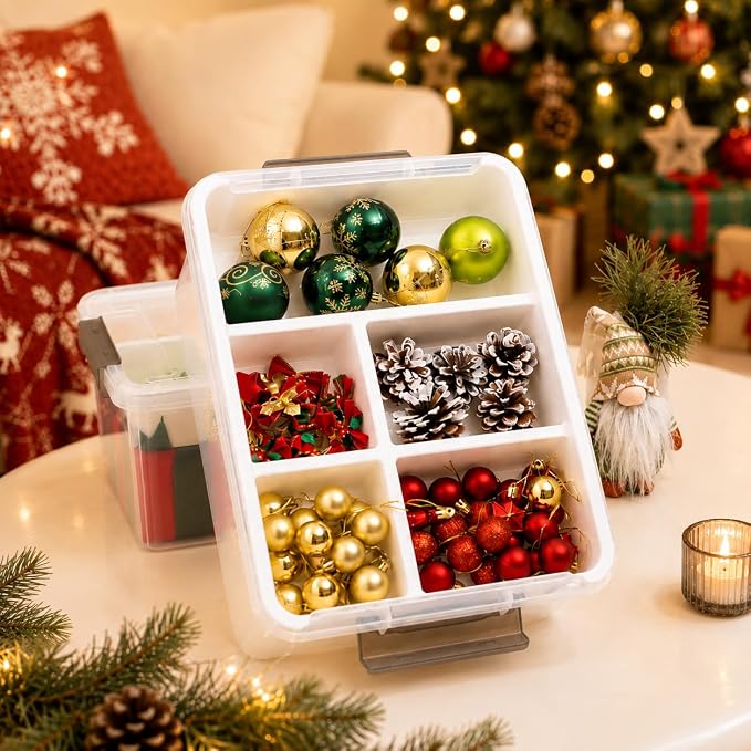 Citylife 17 QT Plastic Storage Box with Removable Tray Craft Organizers and Storage Clear Storage Container for Organizing Bead, Tool, Sewing, Playdoh,Coloring Books