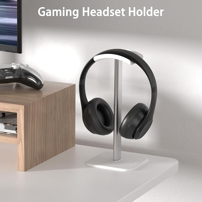 Headphone Stand for Desk - Headset Stand with Aluminum Hanger, Headphone Holder for AirPods Max, Sony, Bose, Beats and More (White_2 Pack)