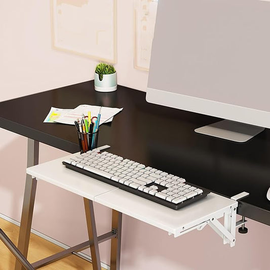 Desk Extender Side Table,Keyboard Tray,Desk Extender,No Drilling Installation，Carbon Steel Baking Paint，Can be Used for Desk Extension，Keyboard Tray Under Desk clamp (Page Payment)