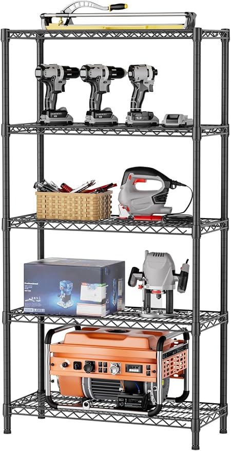 SINGAYE Shelf Closet Wire Shelving：Adjustable Metal Unit for Laundry Room Organization Bathroom Kitchen Home Garage Storage Pantry Rack Shelves