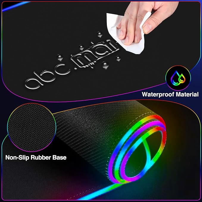 XXL RGB LED Gaming Mouse Pad with Magnetic Wireless Charger & Foldable Phone Holder, 31.5"x15.8" Extended Ultra-Smooth Desk Mat, 25 Lighting Effects, Non-Slip Base
