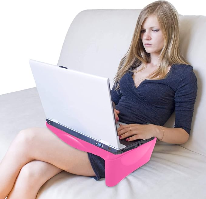 MAVOCRAFT Foldable Kids Lap Tray with Storage - Portable Lap Desk Kids & Adults - Kids Lap Desk for Breakfast in Bed, Serving Tray, Car Desk & Gaming (Pink)