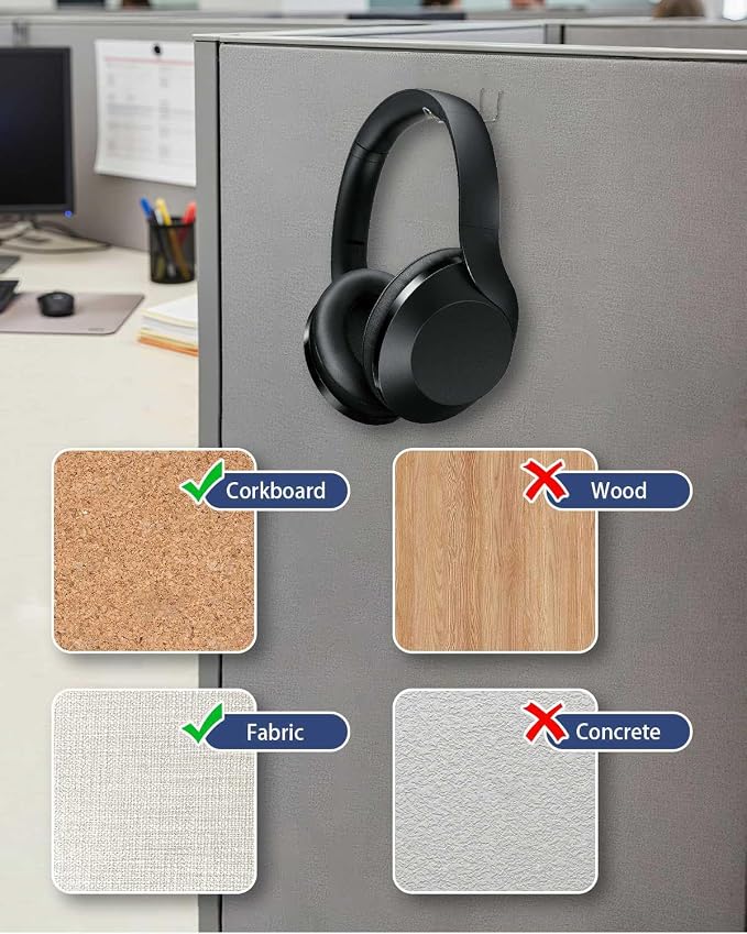 Cubicle Hooks for Office Fabric Wall, Hanging Organizer for Keys Headphones Office Supplies, Space Saving Storage (Silver (5 Packs))