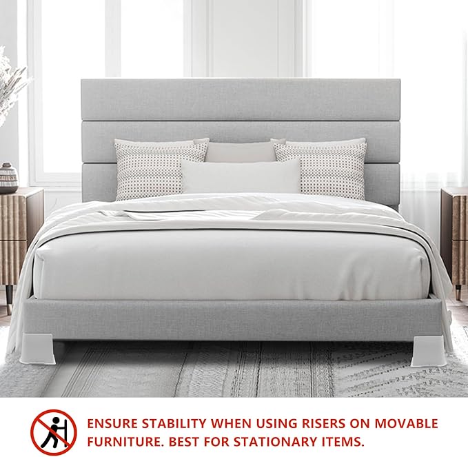 Bed Risers 4 inch Heavy Duty, 8 Pack Oversized Furniture Risers, White Bed Lifts Risers for Table, Sofa, Chair, Couch, Desk, Bed Frame Risers Supports Up to 6,500 Lbs