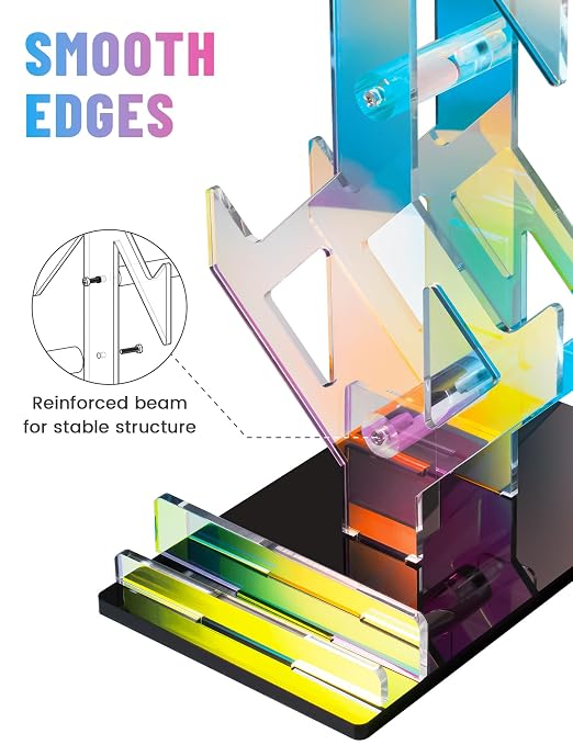 NiHome Iridescent Acrylic 2-Tier Universal Game Controller Headset Holder Rack, Modern Storage Organizer for PS5 Xbox ONE Switch Game Controllers and Headphones Anti-Slip Stable Gaming Accessory Stand