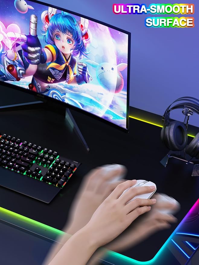 Mouse Pad with 15W Magnetic Wireless Charging, RGB Mousepad for Desk Mat, XXL Desk Pad with 11 Colors 5 Modes, Home Office Keyboard Pad Waterproof Non-Slip for PC Gaming