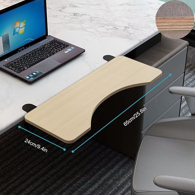 Zero-Stress Computer Armrest Support - Clamp-On Wrist & Elbow Platform - Foldable Ergonomic Desk Extender