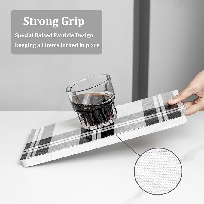 Drawer Shelf Liner for Kitchen Cabinets, Non Adhesive Slip Resistant Shelf Paper Easy to Clean, Strong Grip Thickened Waterproof Washable Mats for Pantry, Shelves, Dresser (Black, 17.5 in x 20 FT)