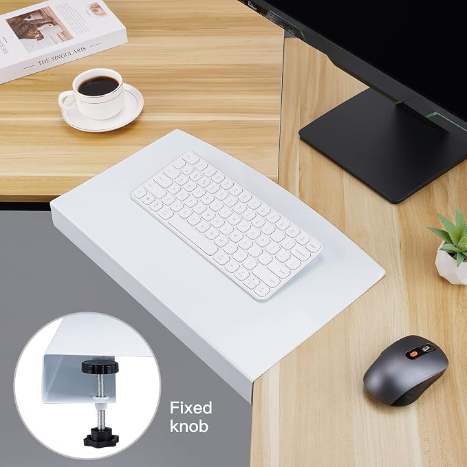 17 inch Corner Desk Connector Platform for Mounting on L-Shaped Desk Extender,Platform Extender Attachment (White)