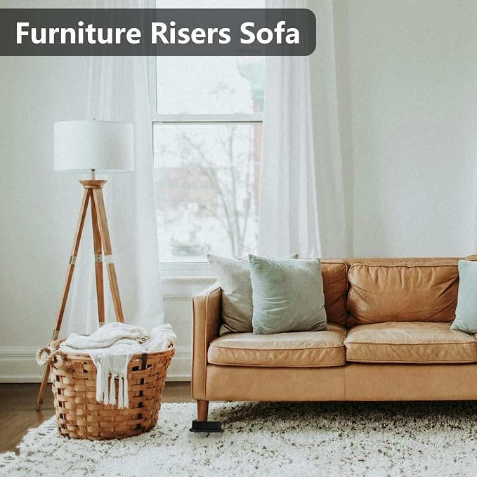 Bed Risers 1 inch Heavy Duty, 6 Pack Oversized Furniture Risers, Black Bed Lifts Risers for Table, Sofa, Chair, Couch, Desk, Bed Frame Risers Supports Up to 6,500 Lbs