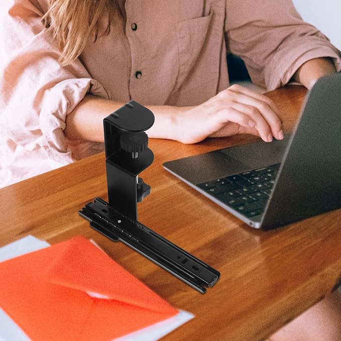 BESTYASH 2 Sets Adjustable Desk Extension Support Bracket with Sliding Rails, Foldable Desktop and Keyboard Shelf, Computer Desk Extender for Office Workspace Organization