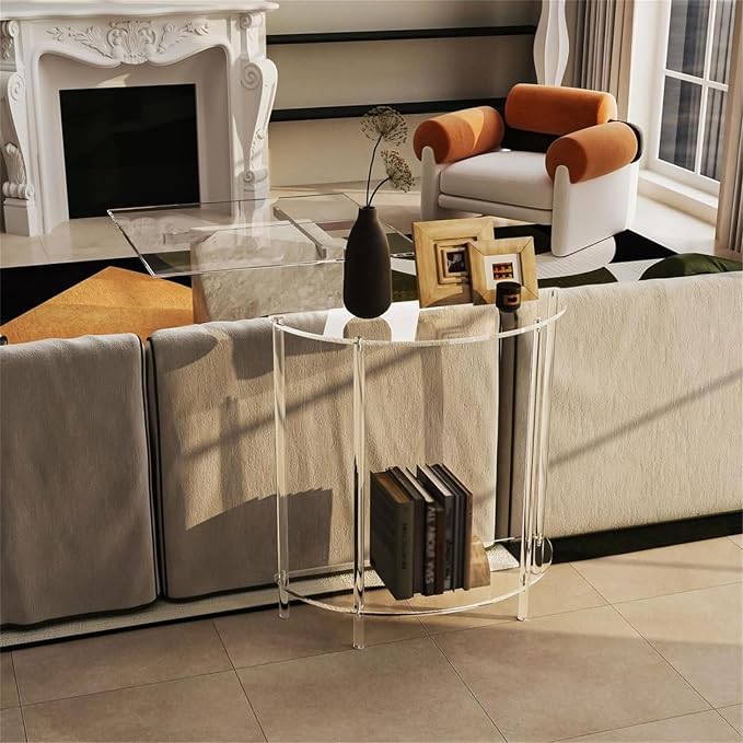 Portable Acrylic Corner Shelf Table with Two Tiers for Efficient Use of Space Saving in Any Room Organization