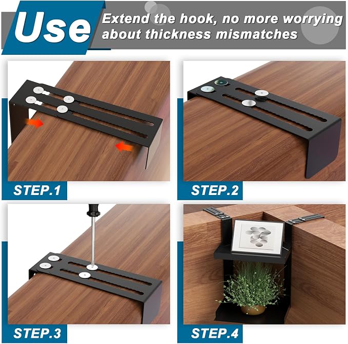 6 Pcs Cubicle Shelf Hanger Extenders - Desk Shelf Extension Fit for Office Workstation Width Extension, Metal Cubicle Storage Hangers Expanders for Office Organization (Black)