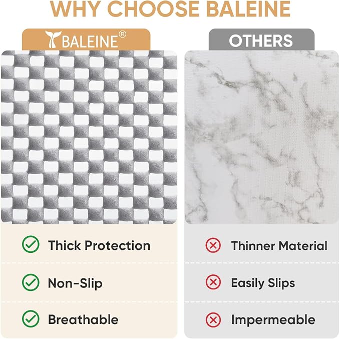 BALEINE Cabinet Liner, 17.5 in x 30 Ft Drawer and Shelf Liner for Kitchen Cabinets Non-Adhesive, Non-Slip Protect Desks, Cupboard, Drawers, Shelves, Tableware (Gray)