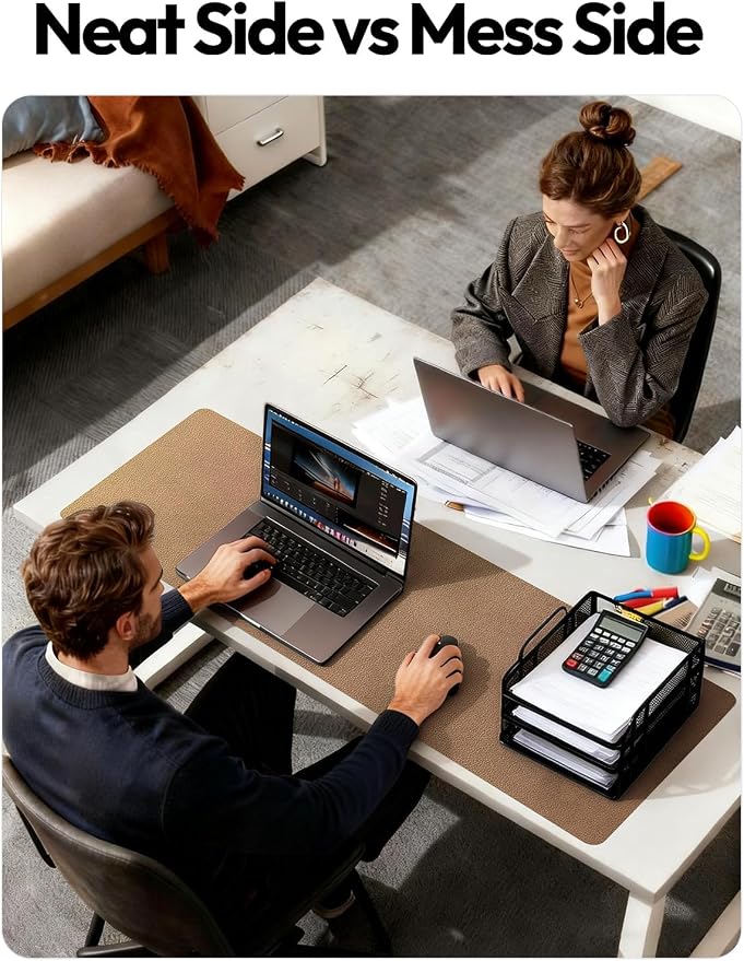 YSAGi Leather Desk Pad Protector, Office Desk Mat, Large Mouse Pad, Non-Slip PU Leather Desk Blotter, Laptop Desk Pad, Waterproof Desk Writing Pad for Office and Home (Shiny Bronze, 47" x 17")
