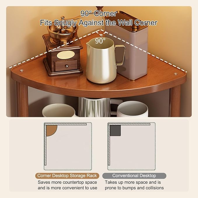 90° Corner Desktop Storage Shelves, Open Multi-Layer Storage Shelf, Strong Load-Bearing Capacity, for Office Desks, Kitchens, and As a Cup Holder(8.6in/22cm)