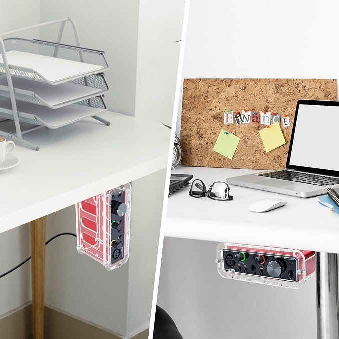Under Desk Holder for Scarlett Solo 3rd Gen, Acrylic Under Desk Shelf Organizer Under Desk Mount Wall Mount Holder (Transparent)