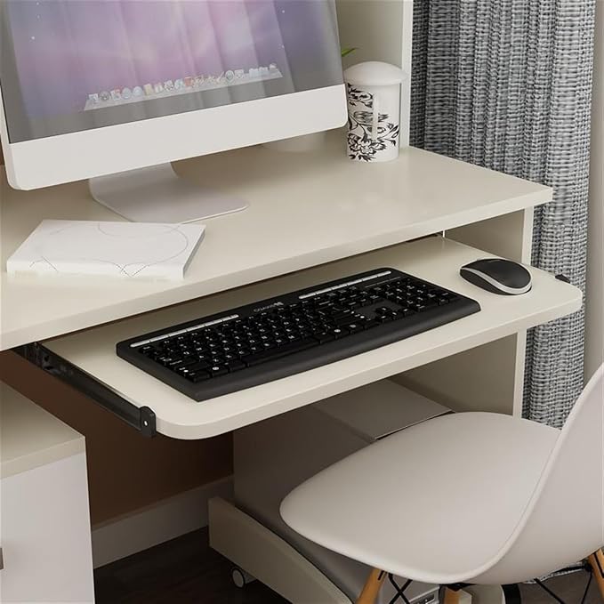 Full Extension Side Mount Cabinet Runners Glides 1 Pair Keyboard Tray Desk Keyboard Drawer Rail Desk Tray Slide Rail Track Adjustable Steel Side Mount Suites Underdesk Computer
