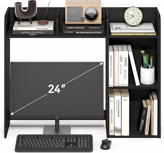 Furinno Classic Desk Shelf, 5-Shelf Desktop Hutch, Book Shelf, 3-Tier Desk Organzier, for Office Supplies, Office Desk Accessories, for Home Office, College, Dorm, White