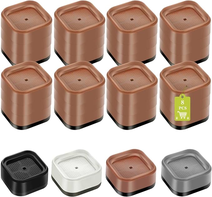 8 Pack Furniture Risers 3 Inch, Adjustable Bed Risers Heavy Duty for Table Desk Couch Chair Sofa Cabinet Bed Legs Dorm, Square Stackable Bed Raisers Blocks Lift Height 1", 2",3"or 4", Brown