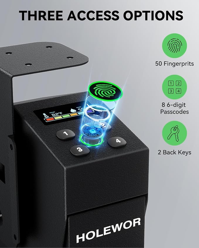 Gun Safe Biometric Pistol Safe Fingerprint Drop Down Mount Handgun Safe Under Table for Desk Bedside Nightstand