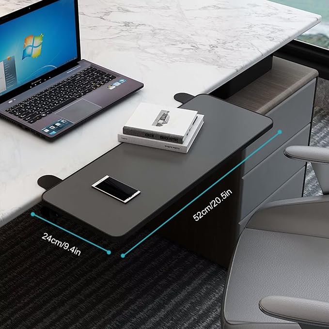 Duty Clamp-On Desk Extension Shelf - Foldable Table Extender for Keyboard Tray, Armrest, and Extra Counter Space