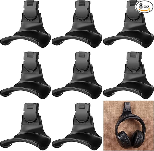 8 Set Fabric Wall Headphones Hook for Cubicle Organization Headset Stand for Desk Office Accessories Cubicle Decorations (Black)