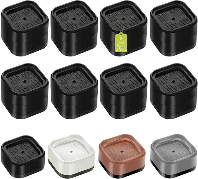 8 Pack Furniture Risers 2 Inch, Adjustable Bed Risers Heavy Duty for Table Desk Couch Chair Sofa Cabinet Bed Legs Dorm, Square Stackable Bed Raisers Blocks Lift Height 1", 2",3"or 4", Black