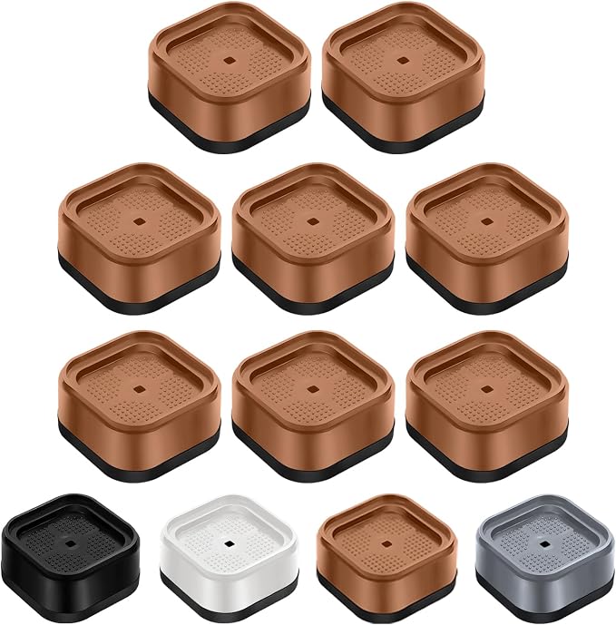 shouwuhho 8 Pack Furniture Risers Adjustable Bed Risers Heavy Duty Lifts Height 1", Square Stackable Bed Risers 1, 2 or 3 Inch for Desk Leg Table Couch Sofa Chair Bed Frame Legs Dorm, Brown