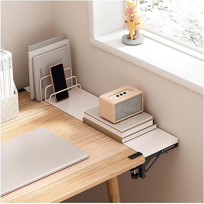 Ergonomics Desk Extender Tray 40 * 20cm Table Extender Shelf 90° Foldable Table Extender Clamp On Computer Arm Rest(Black,60 * 20cm)