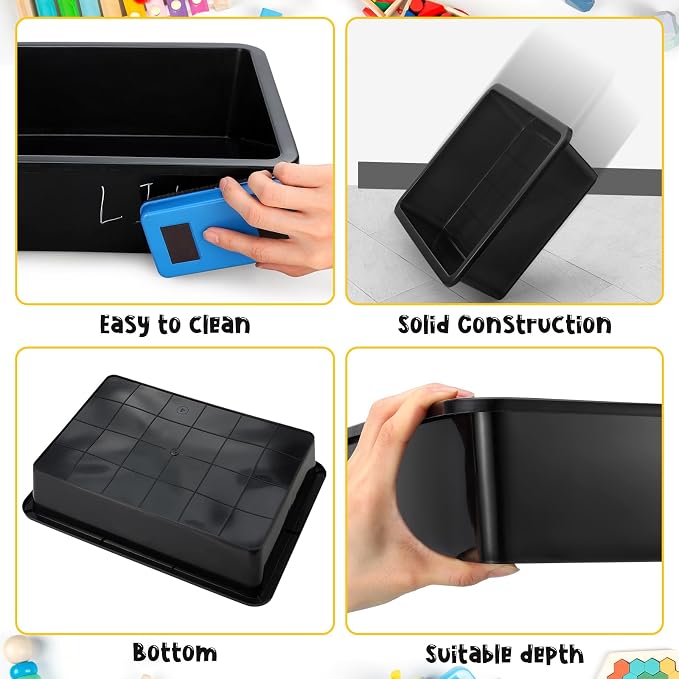 Hoteam 10 Pcs Flat Storage Organizer Tray Bin Paper Tray for Classroom Plastic Stackable File Organizer for School Office Teacher Book Organization(Black,13.78 x 9.84 x 3.15 Inch)