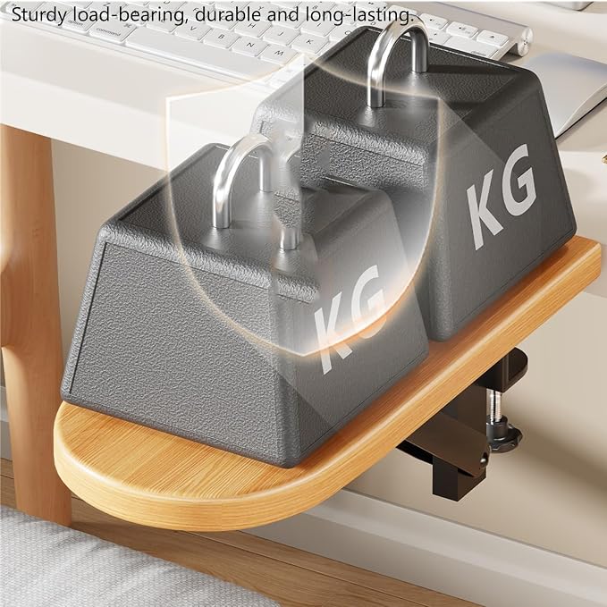 Clamp on Desk Extender Tray no Drilling Needed, Ergonomic Desk Extension 90° Foldable for Office, Home Table Extender for Desk(A)